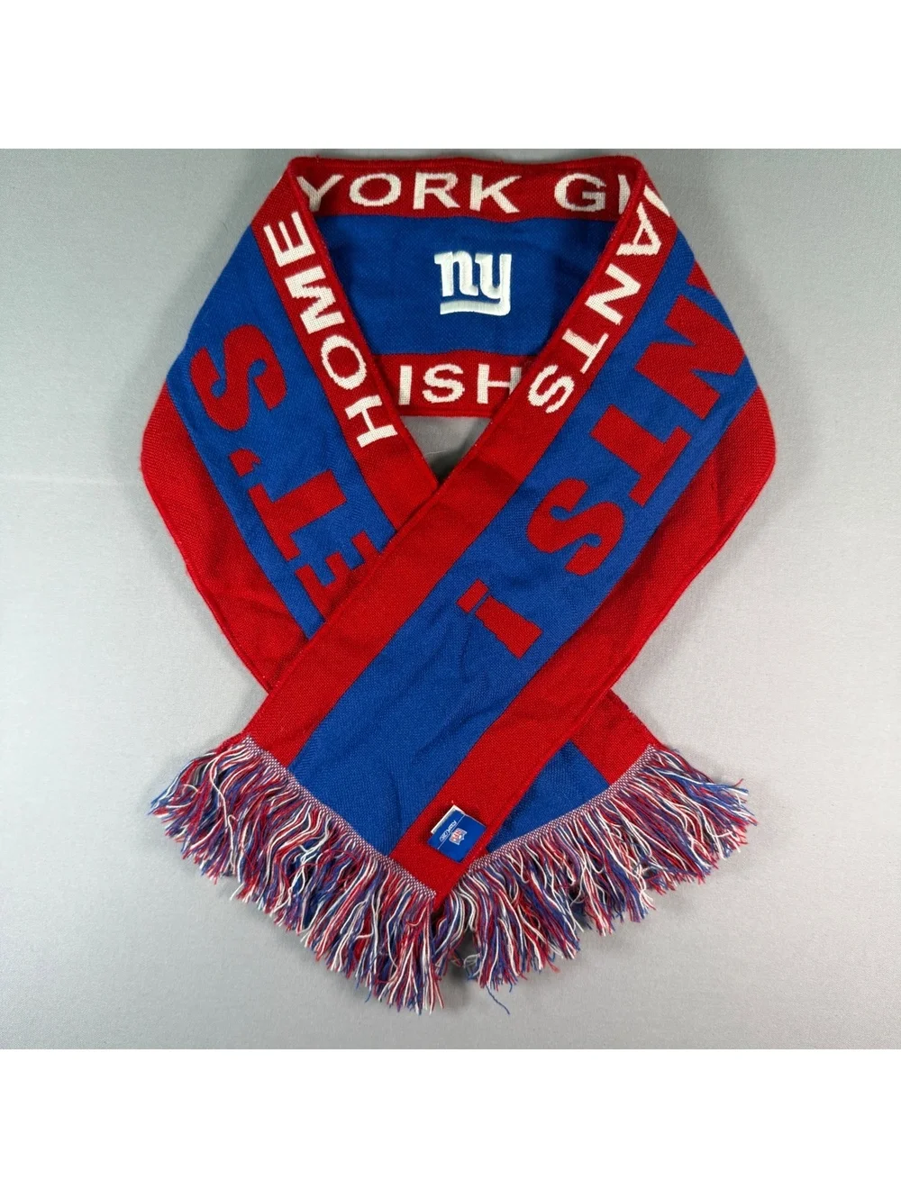 Reebok New York Giants Scarf Knit Red Blue NFL Football Winter One Size